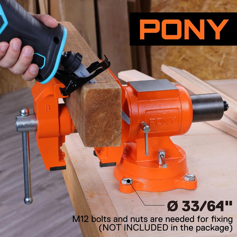 PONY Heavy Duty Bench Vise, 5-inch Jaw Width and Opening,