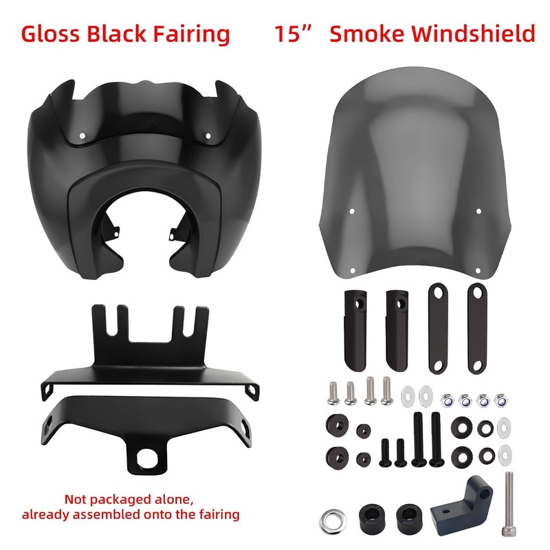 FATECIM 5.75" Headlight Fairing with 15" Smoke Windshield & Mounting