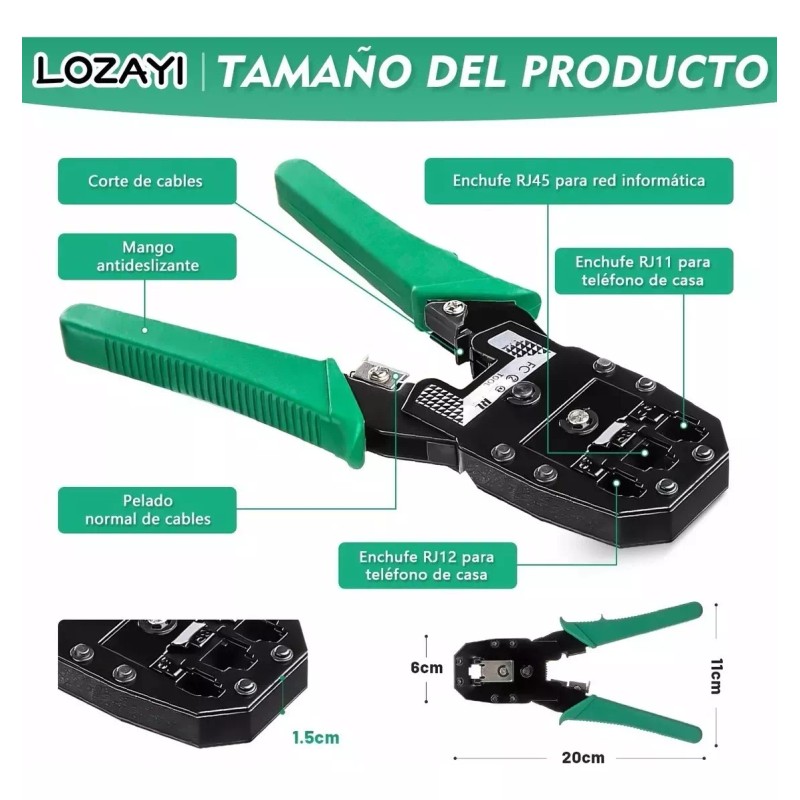 MIZETLI Pinzas Crimpadoras Ponchadoras Rj45 Sacabocados Herramientas