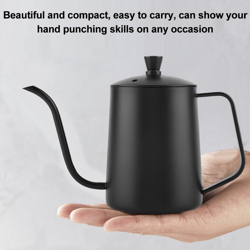 550ml Stainless Steel Long Gooseneck Coffee Pot Kettle with Lid