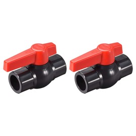 sourcing map Ball Valve, 1/2" Slip PVC Socket End Valve T-Handle Water Shut-Off Valve for Irrigation and Water Treatment Dark Gray Red 2Pcs