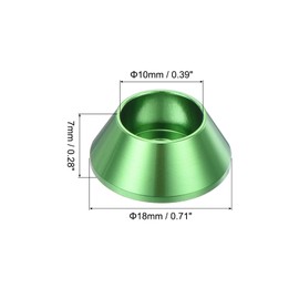 MECCANIXITY M6 Cone Cup Washers,Anodized Aluminum Gaskets Cup Head Washer Gasket for Screw RC/FPV/PC/Drone/Mechanical Accessories Model Parts, Pack of 10 (Green)
