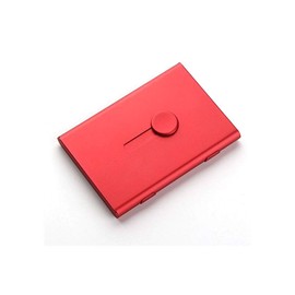 SEIWEI 2PCS Metal Business Card Holder Case Thumb Slide Push Open fit 18 Name Credit ID Cards Pocket Card Box Design for Men Women, Red