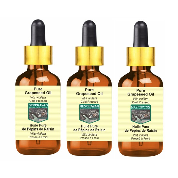 Devprayag Pure Grapeseed Oil (Vitis vinifera) with Glass Dropper Natural