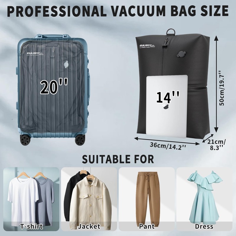 EULANT 2 pack Vacuum Storage Bags with Pump for Travel,