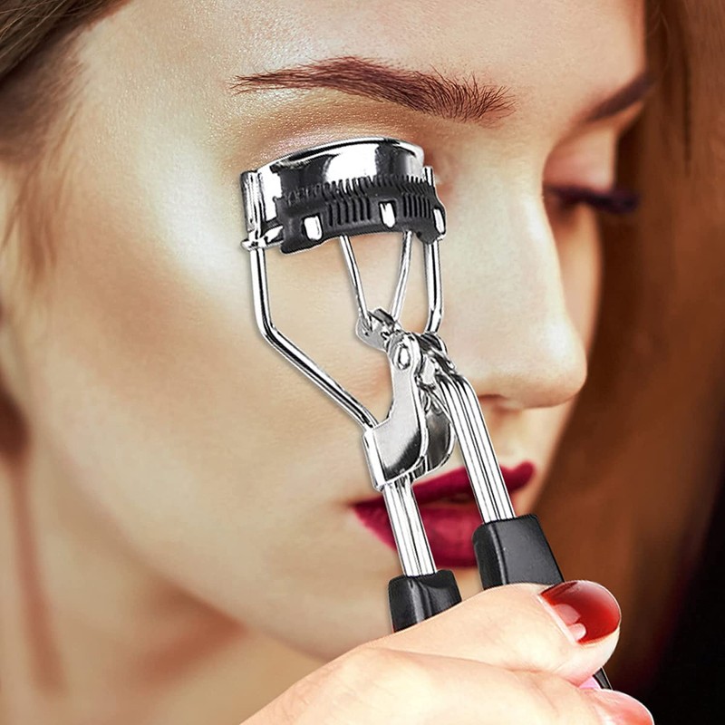 MERVK Stainless Steel Eyelash Curler with Built-in Comb Pinch Pain-Free