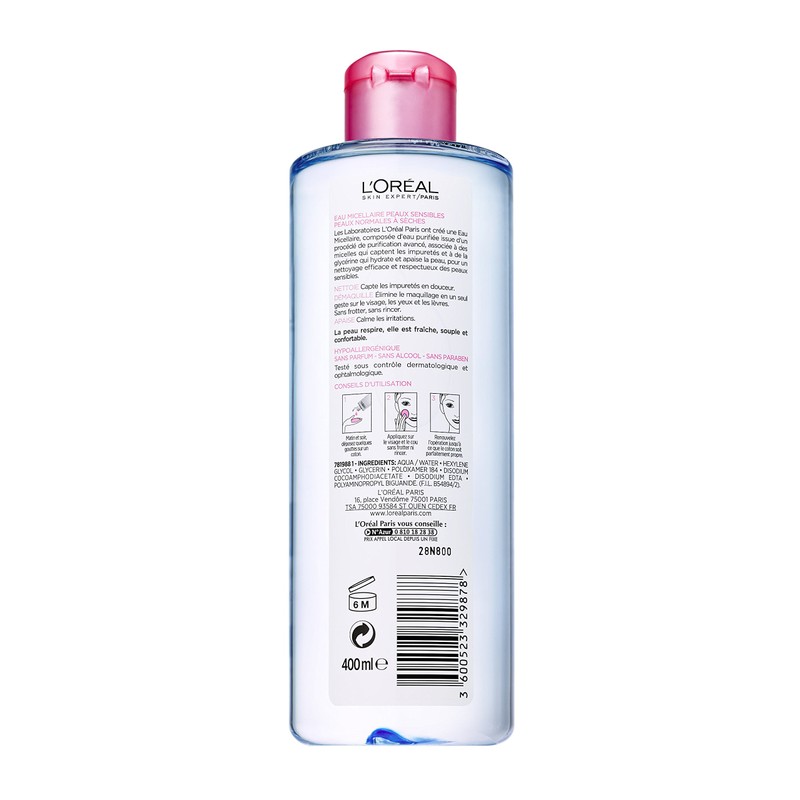L'ORÉAL Paris Eau Micellaire pour Peaux Seches/Sensibles - 400ml