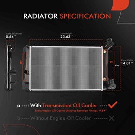 A-Premium Engine Coolant Radiator Assembly with Transmission Oil Cooler Compatible with Toyota Corolla 2009 2010 2011 2012 2013, L4 1.8L, Automatic Transmission, Japan Built