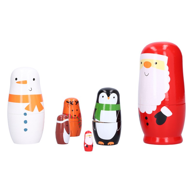 6Pcs Russian Nesting Dolls Gift Wooden Painted Art Crafts Cartoon