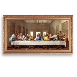 The Last Supper by Leonardo Da Vinci The World Classic Art Reproductions,Giclee Prints Framed WallArt for Home Decor,Image Size:24x12 inches,Gold Art Framed Size:26.75x14.5 inchs