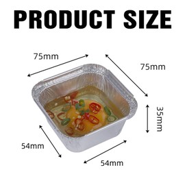 Angelkiss Pack of 50 Aluminium Trays, Grill Trays, Drip Trays, Square, Aluminium Baking Moulds for Cupcakes, Baking, Cooking, 100 ml