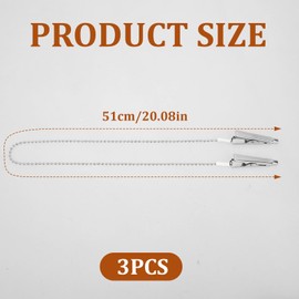 Styquenzer 3 Pcs Dental Bib Clips Ball Chain with Clips on Both Ends Metal Napkin Clip Chain Bib Holder Adjustable Reusable Running Bib Clips for Adults Elders Clamp Napkin Neck Chain Clips Silver