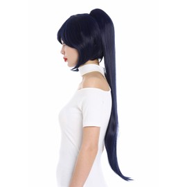 WIG ME UP - 0817-T4027 Women's Cosplay Set Wig and Short Braid Long Straight Dark Blue