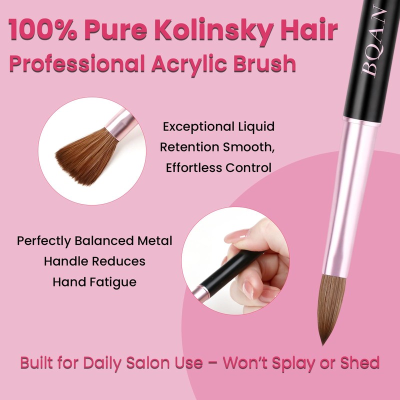 BQAN Pro Kolinsky Acrylic Brush Size 12 for Nail Extension