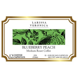 Blueberry Peach Medium Roast Coffee (Single Serve K-Cup Pods) (Gourmet, Naturally Flavored, Whole Coffee Beans) (12 pods, ZIN: 575960)
