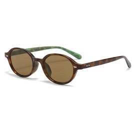 Retro Small Oval Sunglasses - Lenses Color: Leopard Tea, Frame Color: as picture
