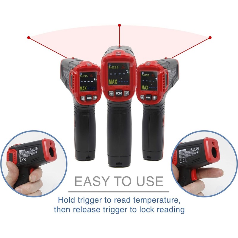 VViViD Infrared Digital Thermometer Gun with Laser Sight and LED