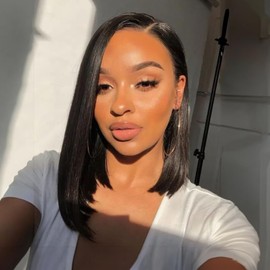 THE WIG Human Hair Blend HD Lace Front Wig Glueless LH 13X4 Bob (Light Blonde 613)