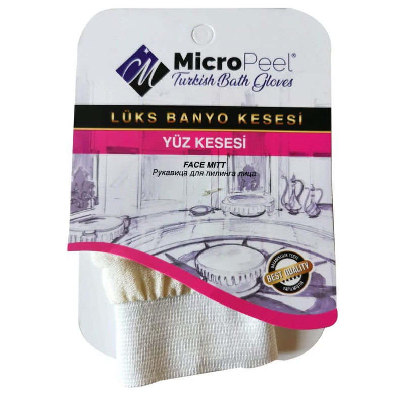 FACE Micro Peel, Turkish Bath Hamam Spa Exfoliator Kese, Glove