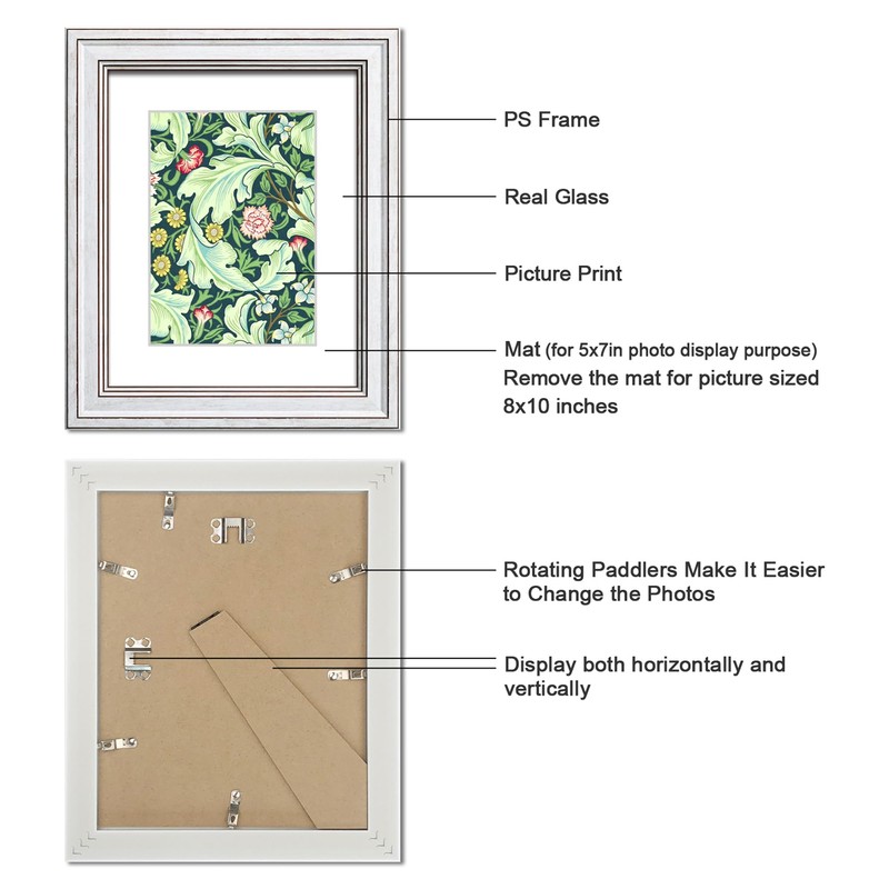 DEKWINN,8x10 Picture Frame Set of 4 with Real Glass for