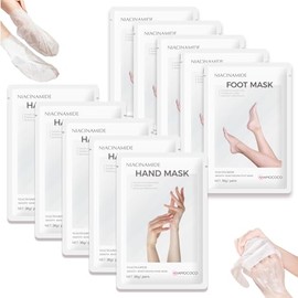 2 juegos de máscaras para pies y mascarilla de manos con niacinamida, pie de hidratación profunda para piel seca y agrietada, cuidado nutritivo con ma