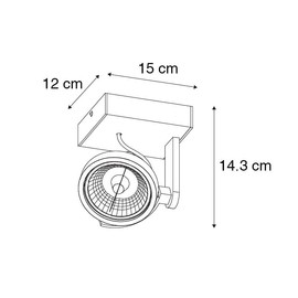 QAZQA - Modern Black Spot - Master 111 I Living Room I Bedroom - Aluminium Oblong - LED Suitable for GU10