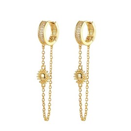 Trendy Dainty Drop Accessories, Elegant Chain Hoop Jewelry, Chic 14K Gold Plated Dangle Earrings for Women, Unique Chunky Gifts Idea.