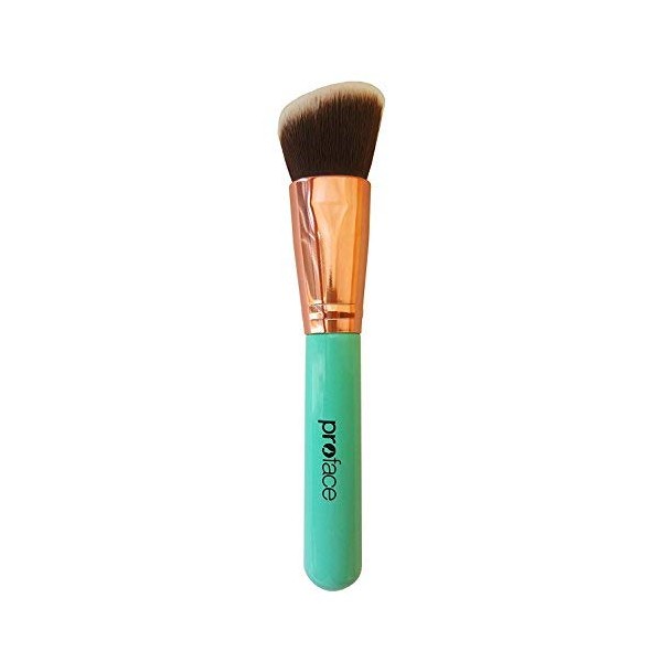 (1pcs Angled Kabuki Brush, Blue) - Mypreface Rose Golden Synthetic
