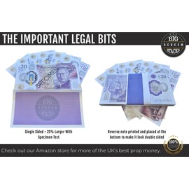 BIG SCREEN STACKS | Prop Money for Films and TV - 100 Notes of New King Charles £20 | Fake Money for Content Creation | Realistic UK Money £2000 | Fake Pounds for Movies and content creation