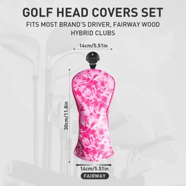 FINGER TEN Golf Club Head Covers for Woods Driver Fairway Hybrid with Interchangeable Number Tag 1 3 5 Premium Leather Headcovers for Women Men (Rose, Fairway)