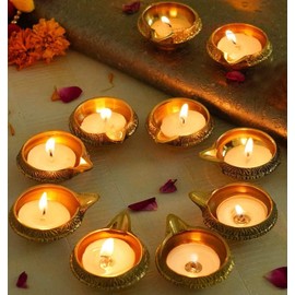 Zap impex Traditional Brass Oil Lamp Brass Deep Diya Indian Oil Lamp Diwali Puja Lamp Kuber Diya (1)