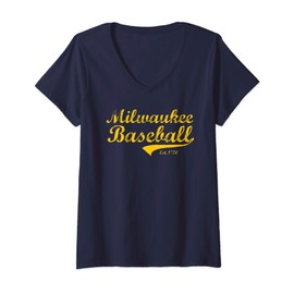 Womens Classic Milwaukee Wisconsin Baseball Fan Retro Vintage V-Neck T-Shirt