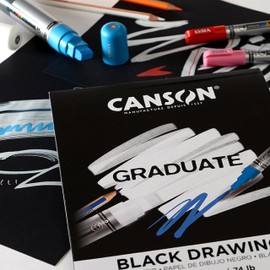 Canson Graduate Black Drawing Pad, Foldover, 9x12 inch, 20 Sheets | Artist Paper for Adults and Students - Drawing, Sketching and Art Journaling