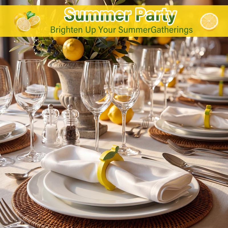 Gandeer 12 Set Lemon Napkin Rings Wooden Lemon Napkin Ring