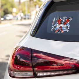 Plumbing Plumber Pipe Drain Fittings Wrench Vinyl Sticker Decal - Professional Car Bumper & Window Emblem Laptop Bumper Skateboard Luggage Sticker for Truck Hardhat Stickers for Men 4.5" sq32