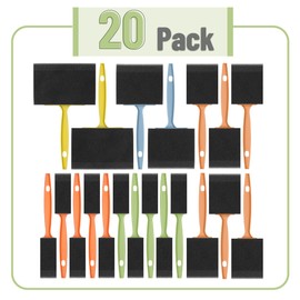 Bates- Foam Paint Brushes, 1”, 2”, 3" & 4”, 20 Pack, Colorful Handle Sponge Brushes, Sponge Paint Brush, Foam Brushes for Painting, Foam Brushes for Staining, Paint Sponges, Foam Brushes for Mod Podge