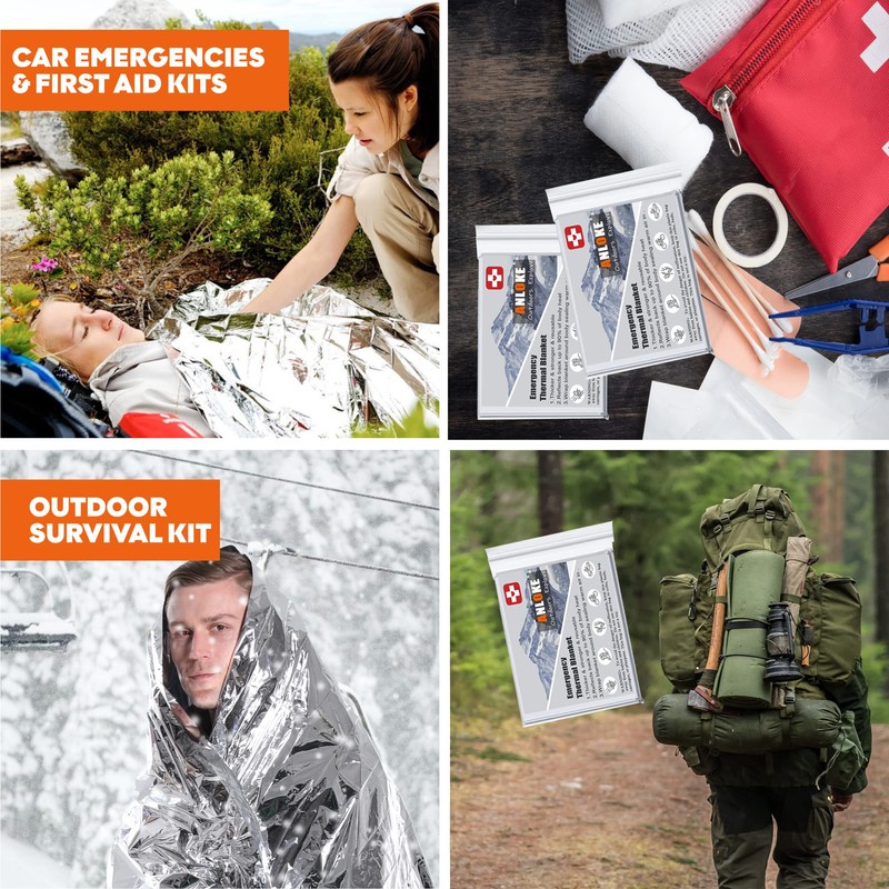 ANLOKE Emergency Blankets (10 Pack) - Plus Size Space Essential