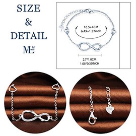 MicLee Women's Simple Bracelet Cubic Zirconia 925 Sterling Silver Allergen-Free Infinity Sign of Snake Wrap Two Hearts Bangle Bracelet with Gift Bag Great Gift for Mother Girlfriend, Silver Silver