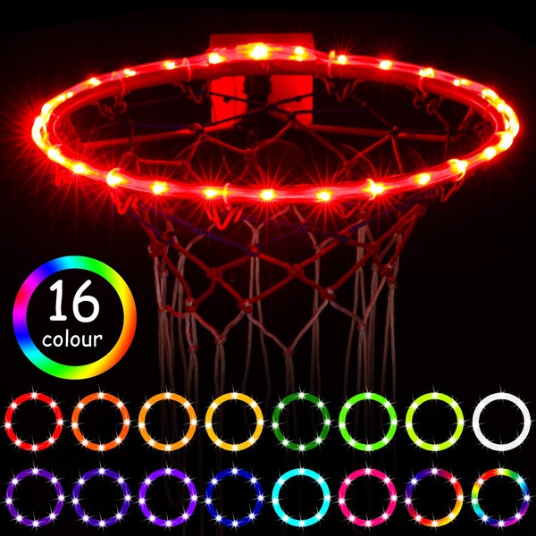 WAYBELIVE LED Basketball Hoop Lights, Remote Control Basketball Rim LED Light, 16 Color Change by Yourself, Waterproof，Super Bright to Play at Night Outdoors ,Good Gift for Kids