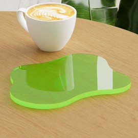 Acrylic Desk Coaster Decorative Plates, Clear Cloud Shape bar Drink Coasters, Coffee Cup Coaster for Desk Accessories Office Home Decor，Perfect for Tabletop, Coffee Table, Kitchen, Bar(Yellow)