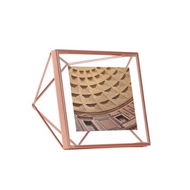 Umbra Prisma Picture Frame, 4 x 4 Photo Display for Desk or Wall, Copper