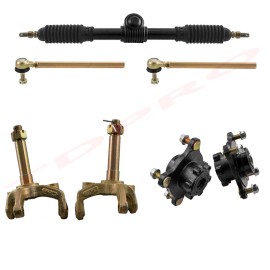 Unbranded ATV Go Kart 4 Stud Front Wheel Hub Steering Spindle Tie Rod Gear Rack Shaft