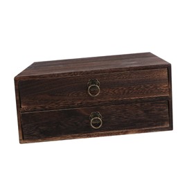 TEHAUX 1pc Desktop Drawer Organizer Retro Design Storage Box for Home Office Stylish Sundries Organizer Solid Wood Material with Pull Ring for Easy Access