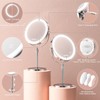 8” Large Lighted Makeup Mirror with Magnification, 15X/1X Rechargeable Magnifying