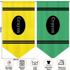 SmoothNovelty 6 Pcs School Classroom Curtains Back to Classroom Rainbow Colorful Crayon Curtains for Kindergarten Daycare Primary School Bedroom Playroom Room Decor 36" x 24"