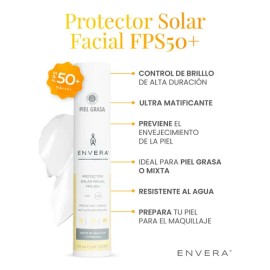 Protector Solar Facial Envera Oil Control SPF 50 Piel Grasa con Niacinamida