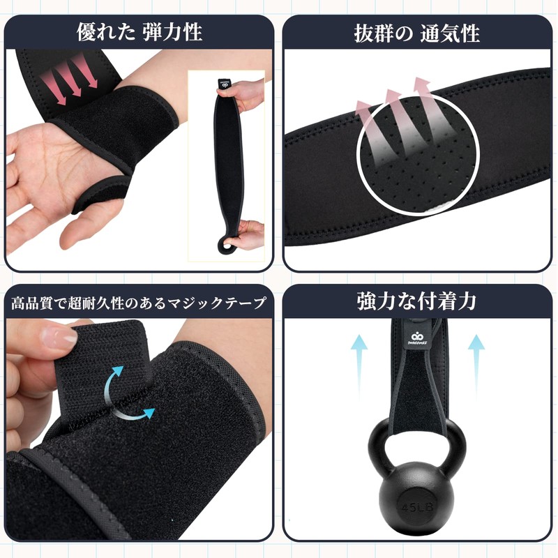 INDEEMAX 【2枚組】 手首サポーター 手首用 ハード固定 手首を保護 スポーツ 家事 育児 男女