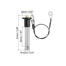 PATIKIL Quick Release Pin 1/2" x 1.97", Ball Locking Pin 304 Stainless Steel Quick Release Fastening Safety Locating Pins with Push Button 25 cm Lanyard Cable (12 x 50mm)