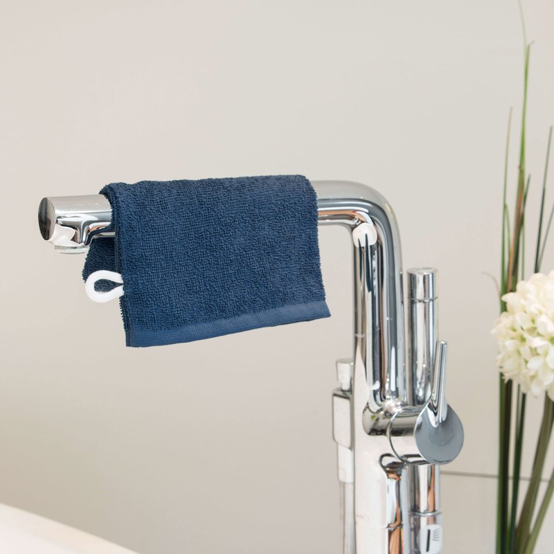 ZOLLNER 10er Set Waschhandschuhe, Waschlappen, 16x21 cm, Baumwolle, Marine