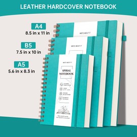 Spiral Notebook, 5.7” x 8.3”, 320 Pages Hardcover Leather Journals,College Ruled,A5 Notebooks,Spiral Journal for Work with school Writing Women Men, 100 GSM Thick Paper,-Teal